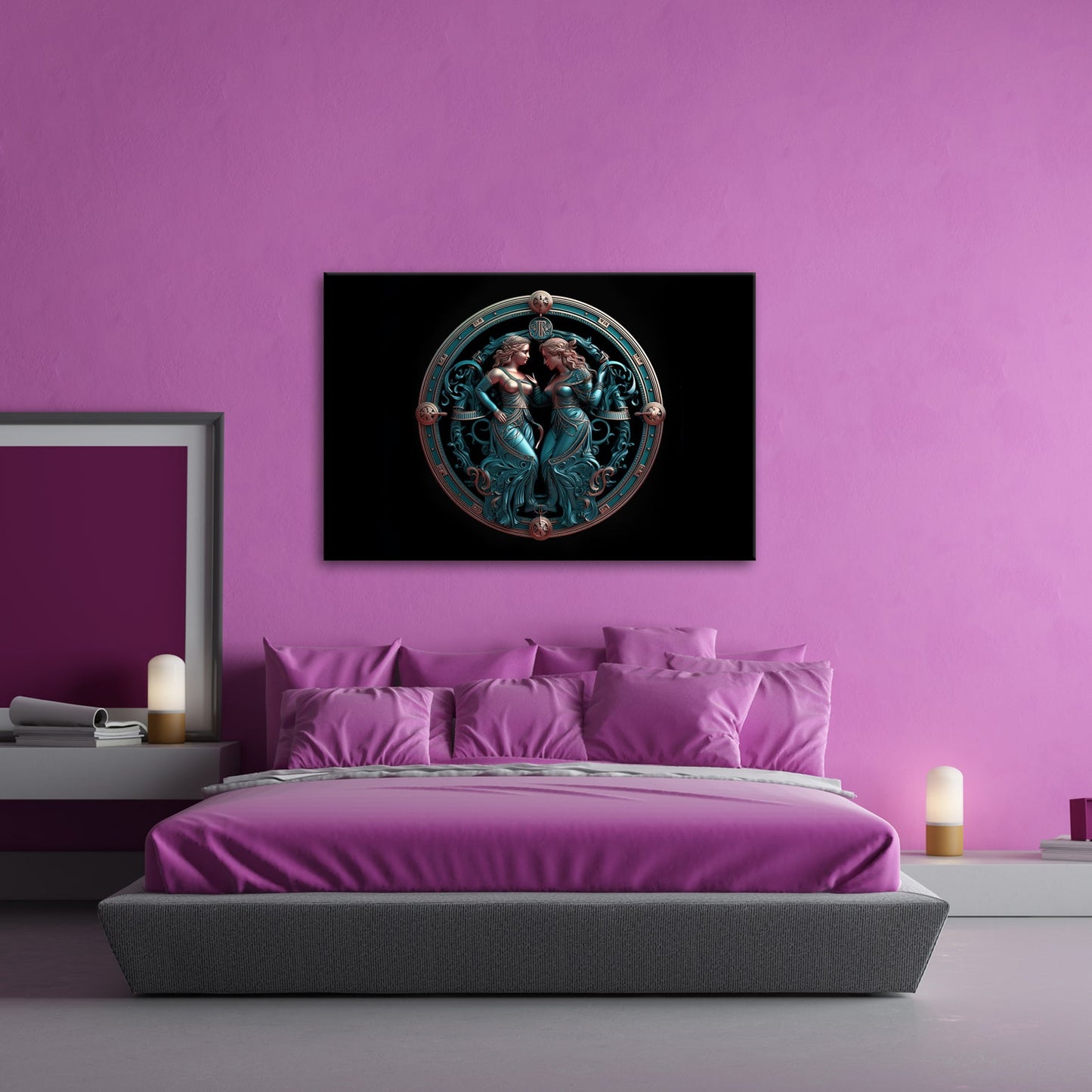 Leinwandbild Sternzeichen Zwillinge in kunstvoller, symmetrischer Darstellung - deyoli