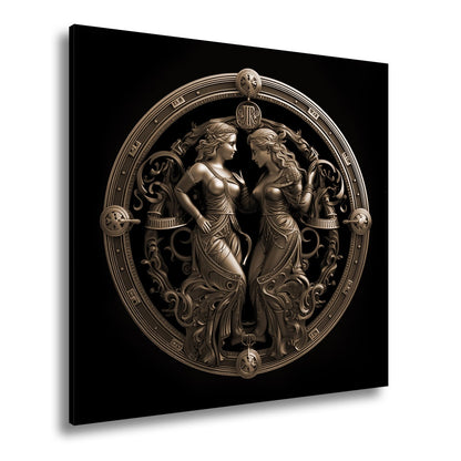 Leinwandbild Sternzeichen Zwillinge in kunstvoller, symmetrischer Darstellung - deyoli