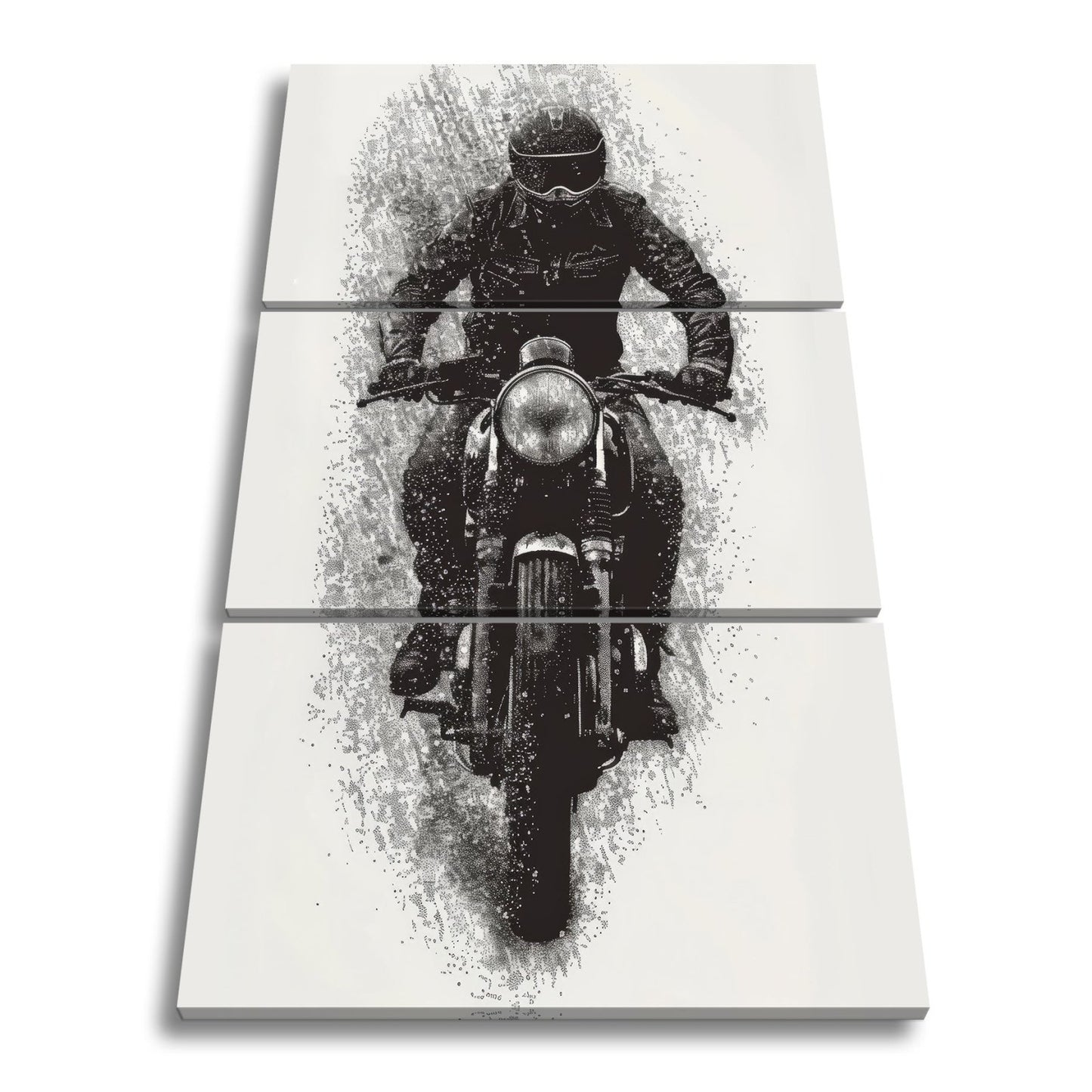 Leinwandbild Stürmischer Biker bricht kraftvoll durch den Regen - deyoli
