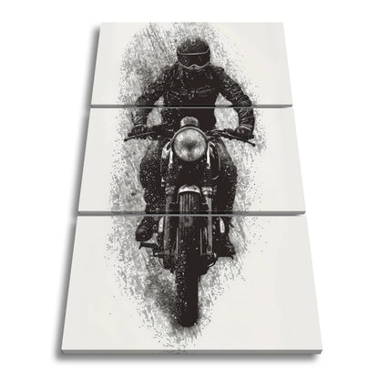 Leinwandbild Stürmischer Biker bricht kraftvoll durch den Regen - deyoli