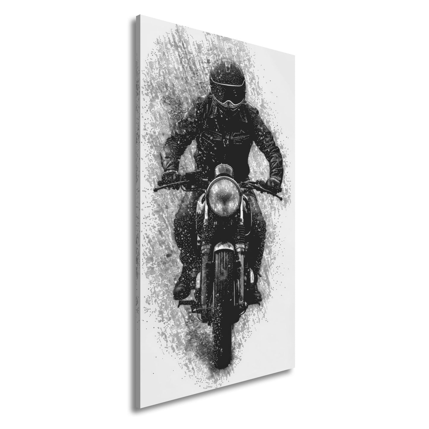 Leinwandbild Stürmischer Biker bricht kraftvoll durch den Regen - deyoli