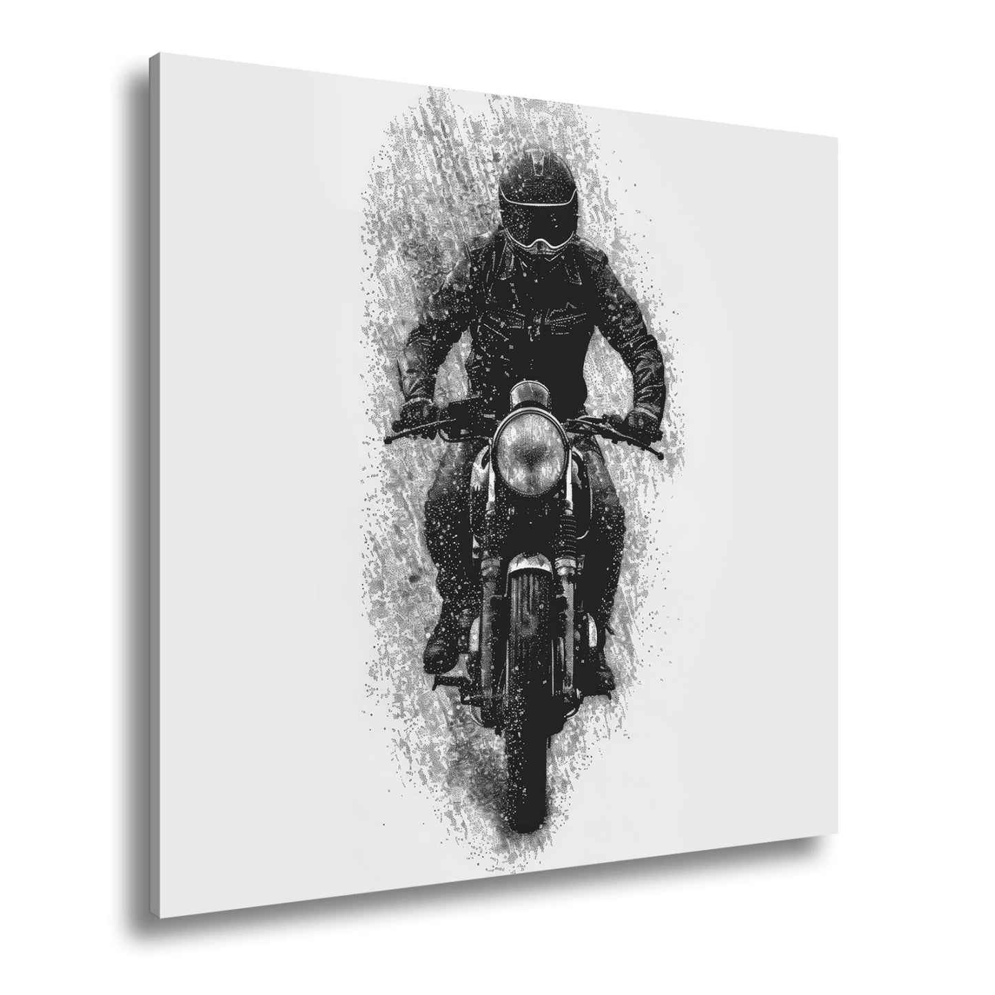 Leinwandbild Stürmischer Biker bricht kraftvoll durch den Regen - deyoli