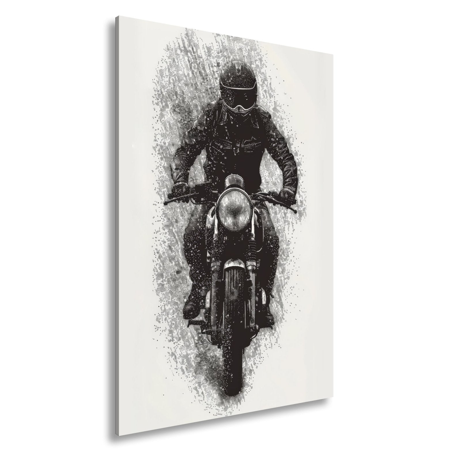 Leinwandbild Stürmischer Biker bricht kraftvoll durch den Regen - deyoli