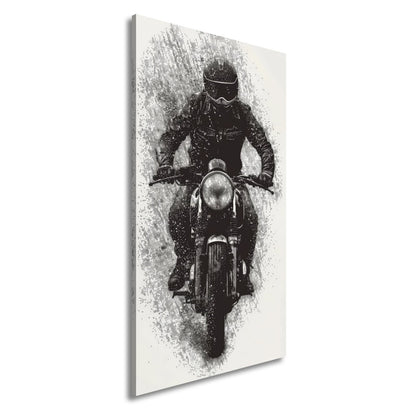 Leinwandbild Stürmischer Biker bricht kraftvoll durch den Regen - deyoli