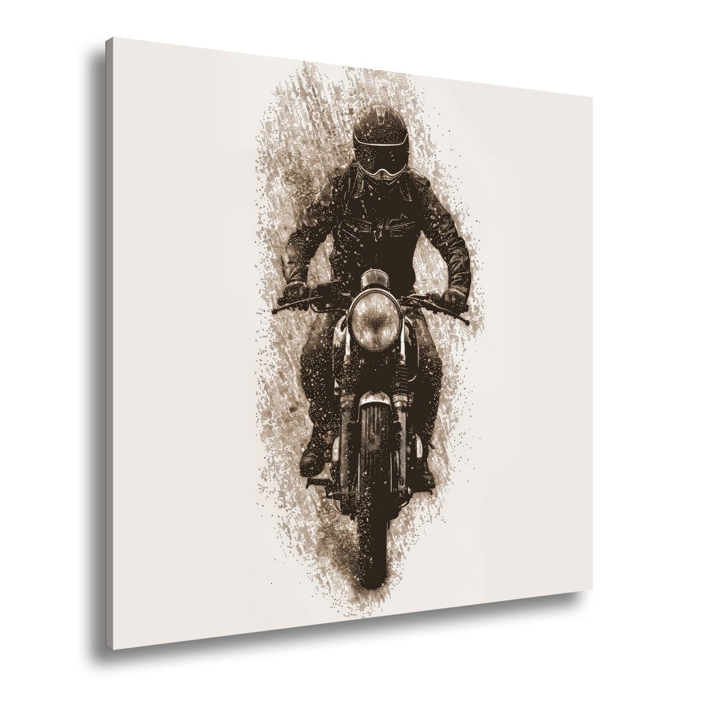 Leinwandbild Stürmischer Biker bricht kraftvoll durch den Regen - deyoli