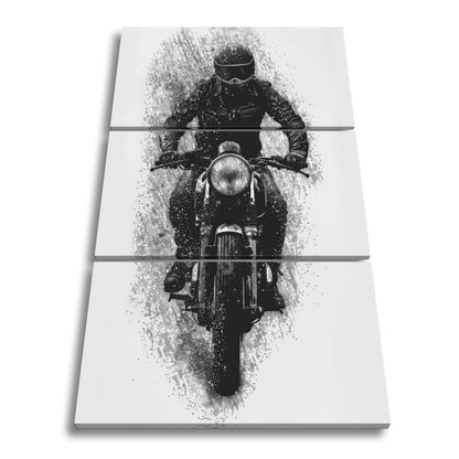 Leinwandbild Stürmischer Biker bricht kraftvoll durch den Regen - deyoli