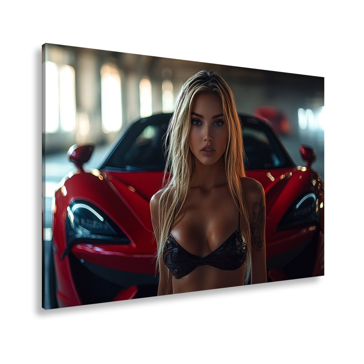 Leinwandbild Supercar XXL – Feuriger Blick & Glühende Sportwagen - Action - deyoli