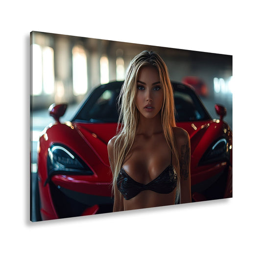 Leinwandbild Supercar XXL – Feuriger Blick & Glühende Sportwagen - Action - deyoli