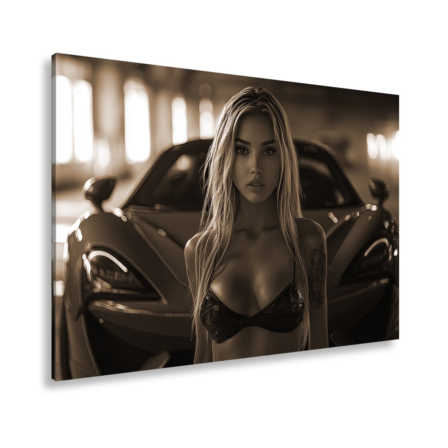 Leinwandbild Supercar XXL – Feuriger Blick & Glühende Sportwagen - Action - deyoli