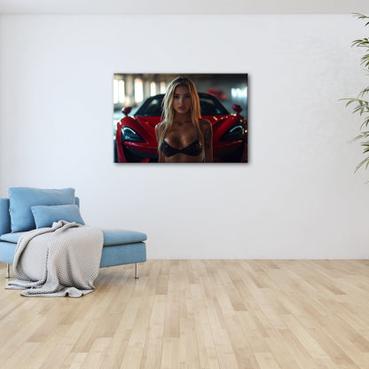 Leinwandbild Supercar XXL – Feuriger Blick & Glühende Sportwagen - Action - deyoli