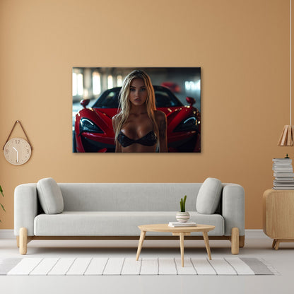 Leinwandbild Supercar XXL – Feuriger Blick & Glühende Sportwagen - Action - deyoli