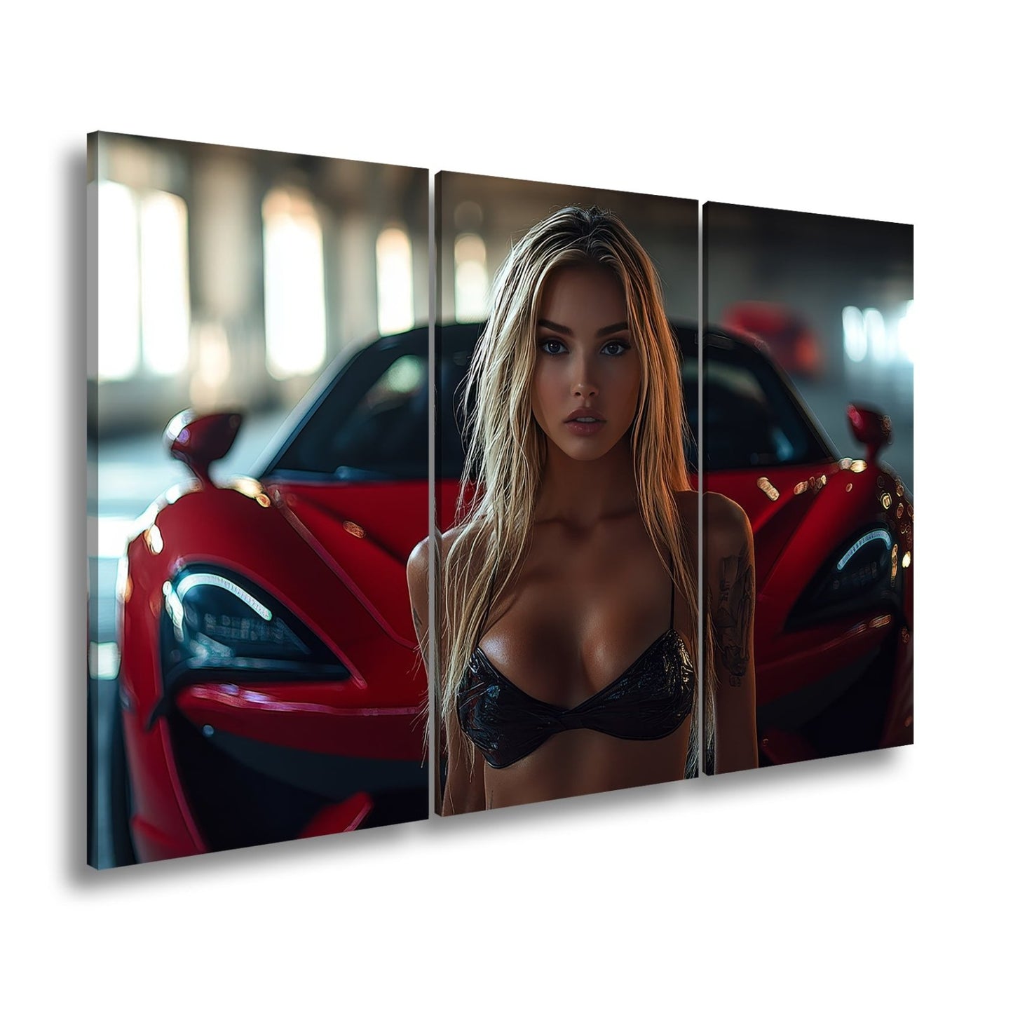 Leinwandbild Supercar XXL – Feuriger Blick & Glühende Sportwagen - Action - deyoli