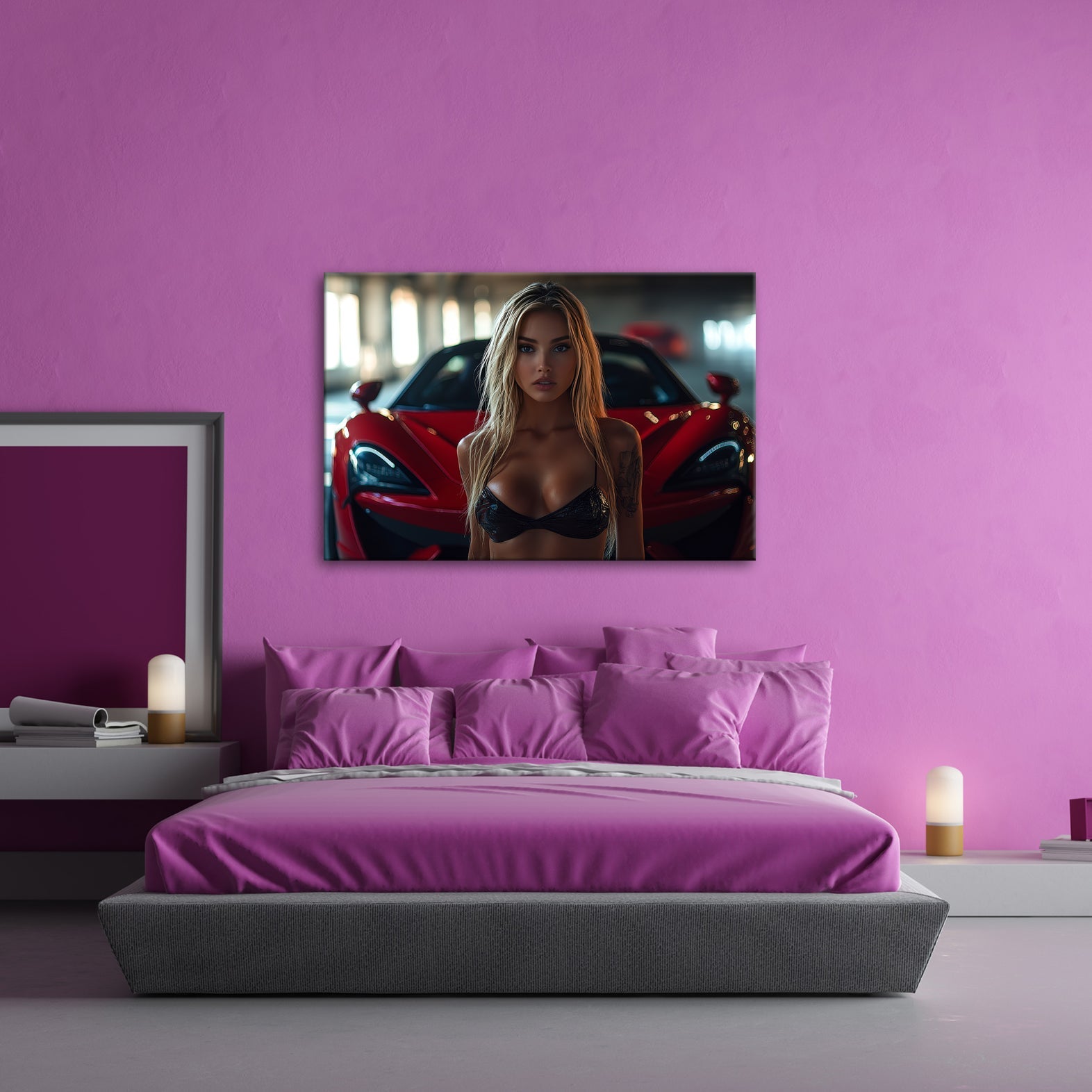 Leinwandbild Supercar XXL – Feuriger Blick & Glühende Sportwagen - Action - deyoli