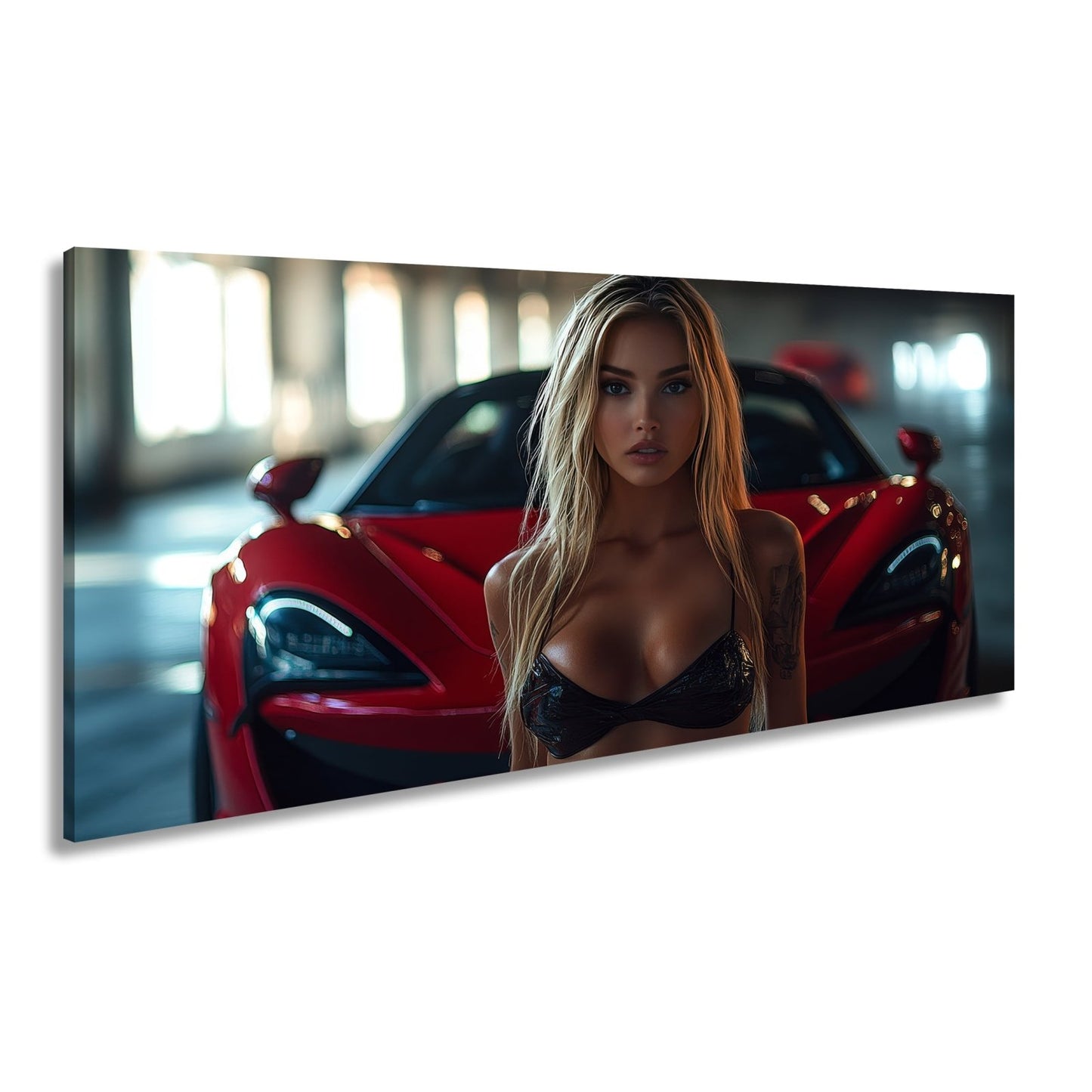Leinwandbild Supercar XXL – Feuriger Blick & Glühende Sportwagen - Action - deyoli