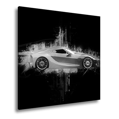 Leinwandbild Supersportwagen XXL – Bunt in elektrischer Lichtexplosion - deyoli