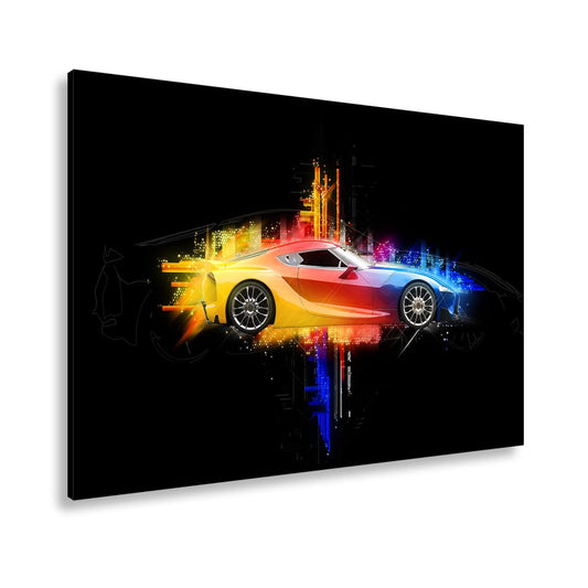 Leinwandbild Supersportwagen XXL – Bunt in elektrischer Lichtexplosion - deyoli