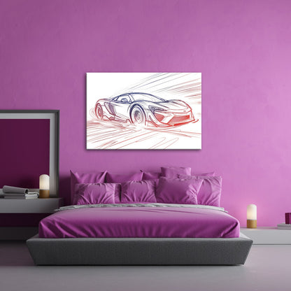 Leinwandbild Supersportwagen XXL – Skizzenhaft voller Energie - deyoli