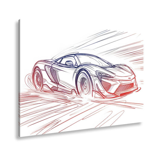 Leinwandbild Supersportwagen XXL – Skizzenhaft voller Energie - deyoli