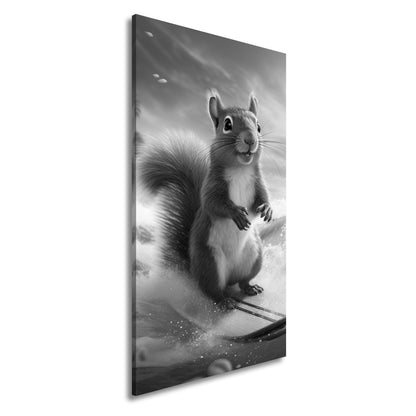 Leinwandbild Surfendes Eichhörnchen reitet tropische Welle XXL – Lustig Tiere - deyoli