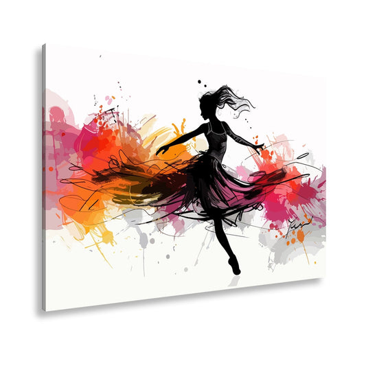 Leinwandbild Tanzende Silhouette in Farbenrausch. - deyoli