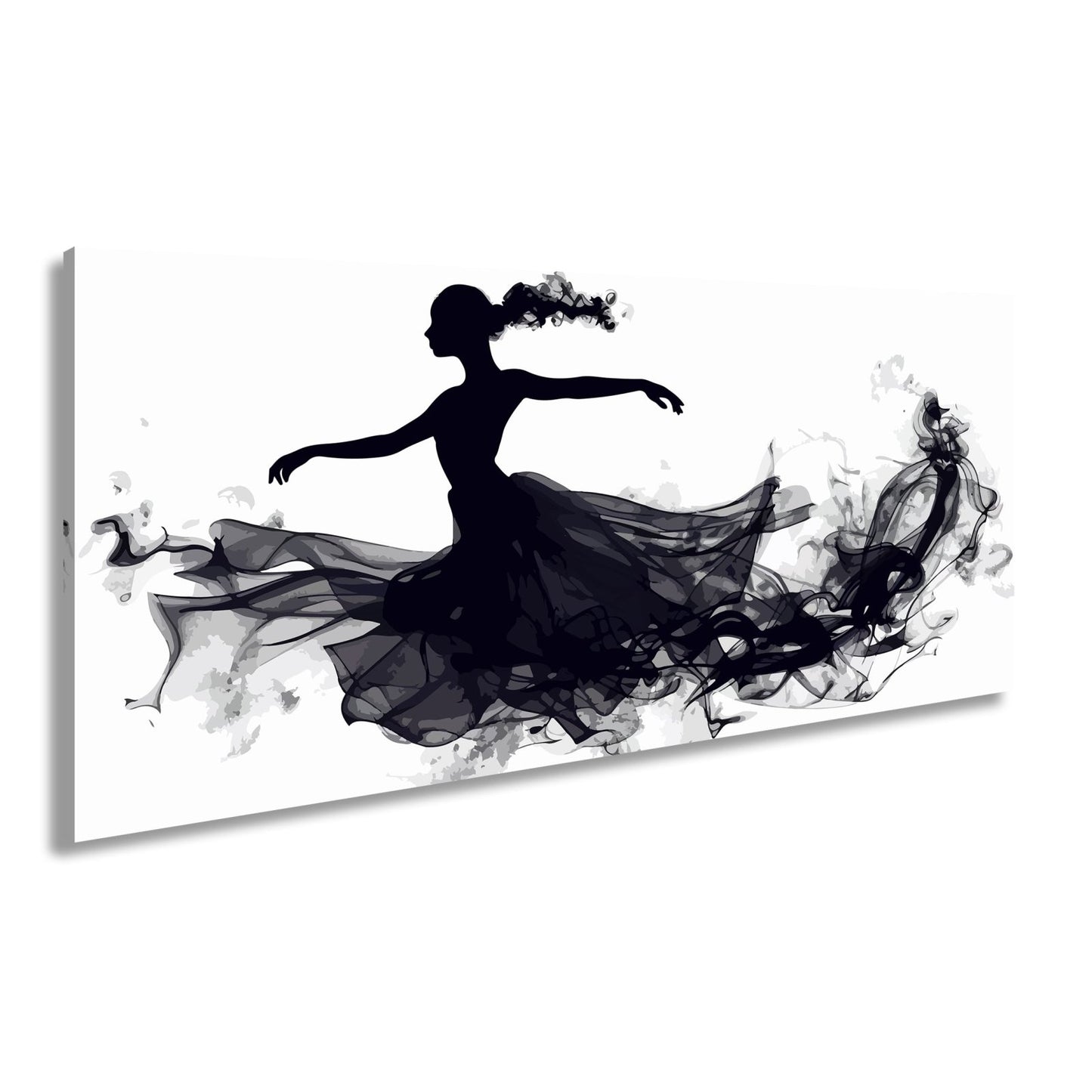 Leinwandbild Tanzende Silhouette in fließender, rauchiger Eleganz - deyoli