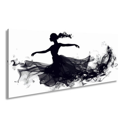 Leinwandbild Tanzende Silhouette in fließender, rauchiger Eleganz - deyoli