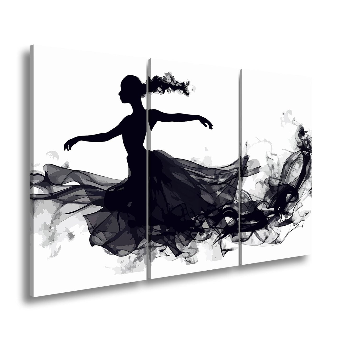 Leinwandbild Tanzende Silhouette in fließender, rauchiger Eleganz - deyoli