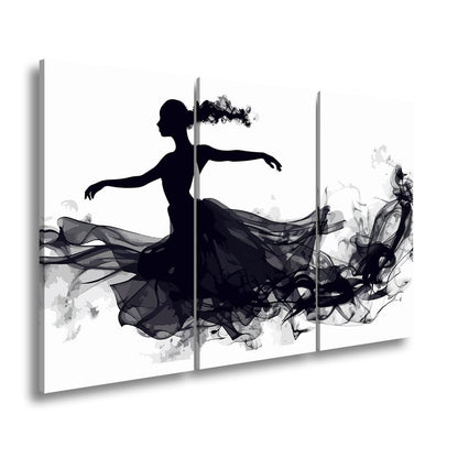 Leinwandbild Tanzende Silhouette in fließender, rauchiger Eleganz - deyoli