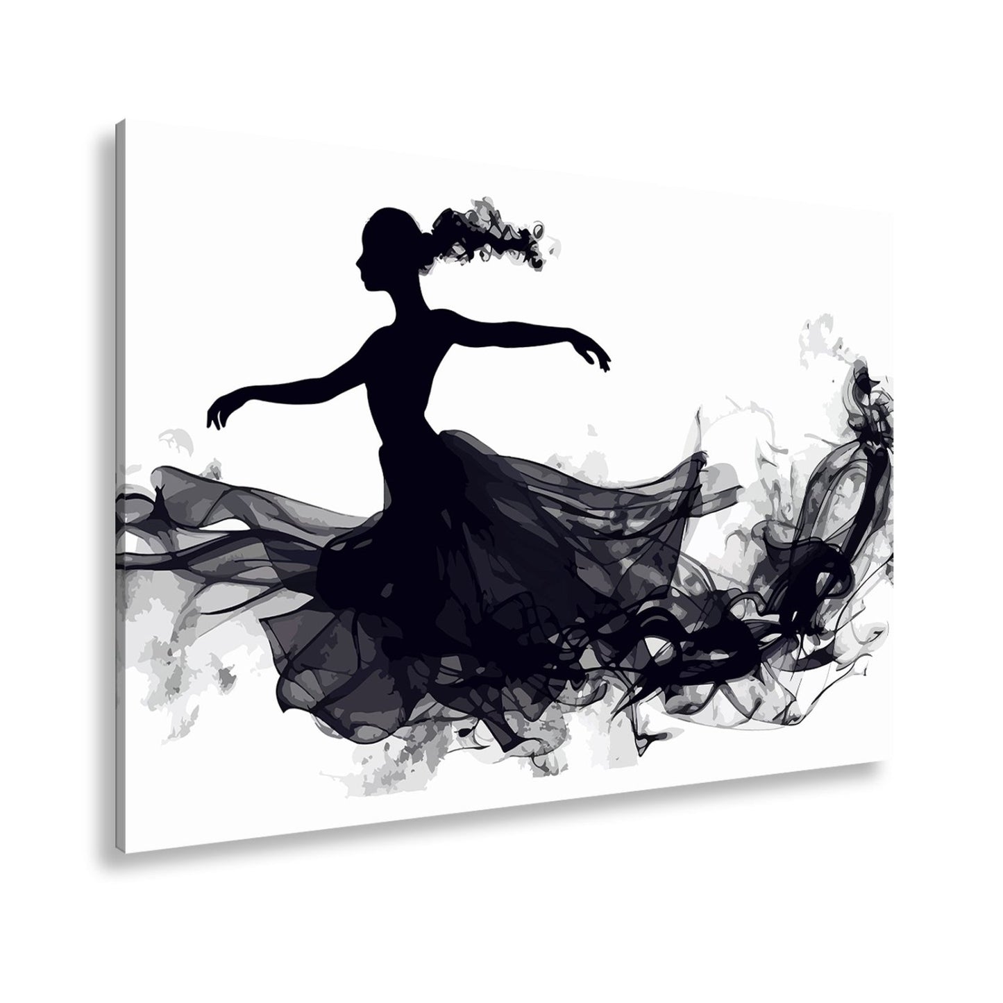 Leinwandbild Tanzende Silhouette in fließender, rauchiger Eleganz - deyoli