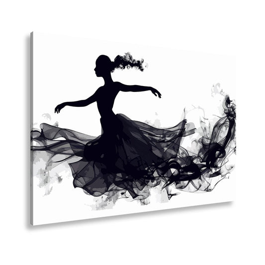 Leinwandbild Tanzende Silhouette in fließender, rauchiger Eleganz - deyoli