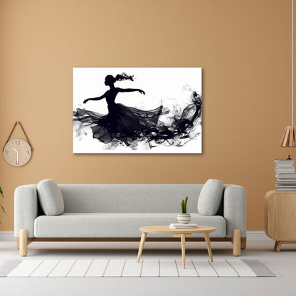 Leinwandbild Tanzende Silhouette in fließender, rauchiger Eleganz - deyoli