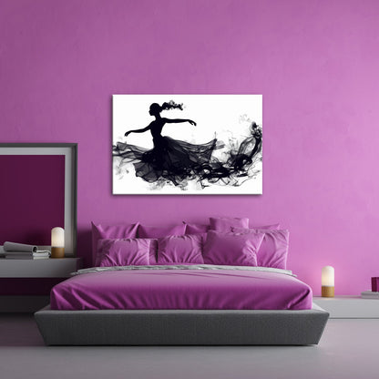 Leinwandbild Tanzende Silhouette in fließender, rauchiger Eleganz - deyoli