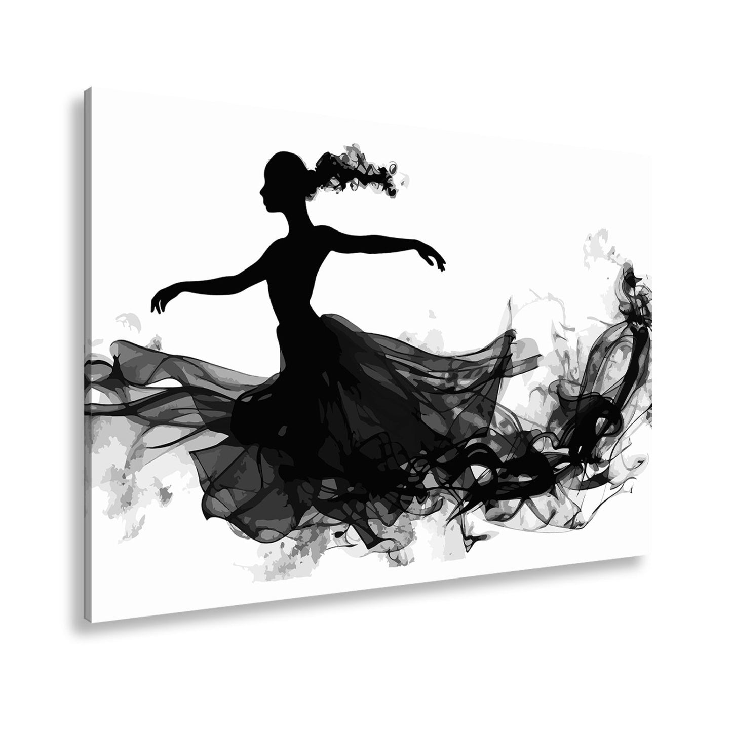 Leinwandbild Tanzende Silhouette in fließender, rauchiger Eleganz - deyoli