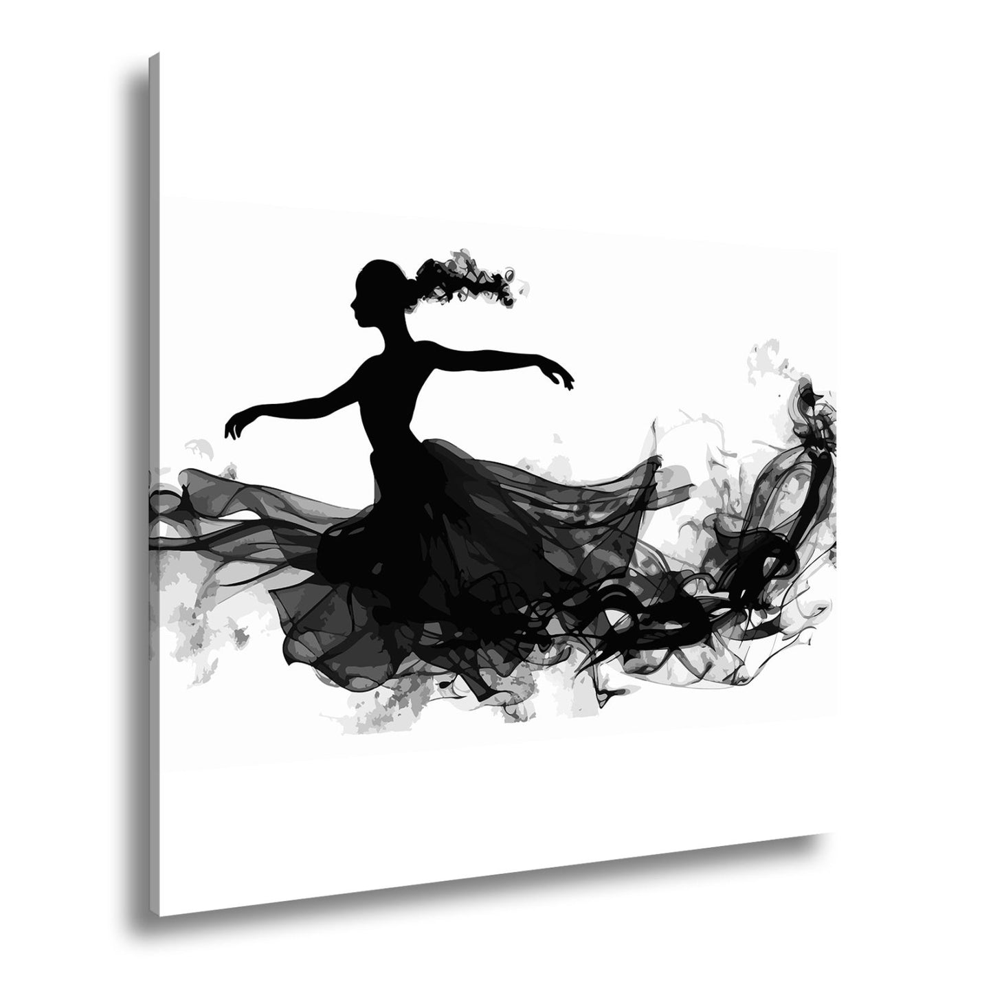 Leinwandbild Tanzende Silhouette in fließender, rauchiger Eleganz - deyoli