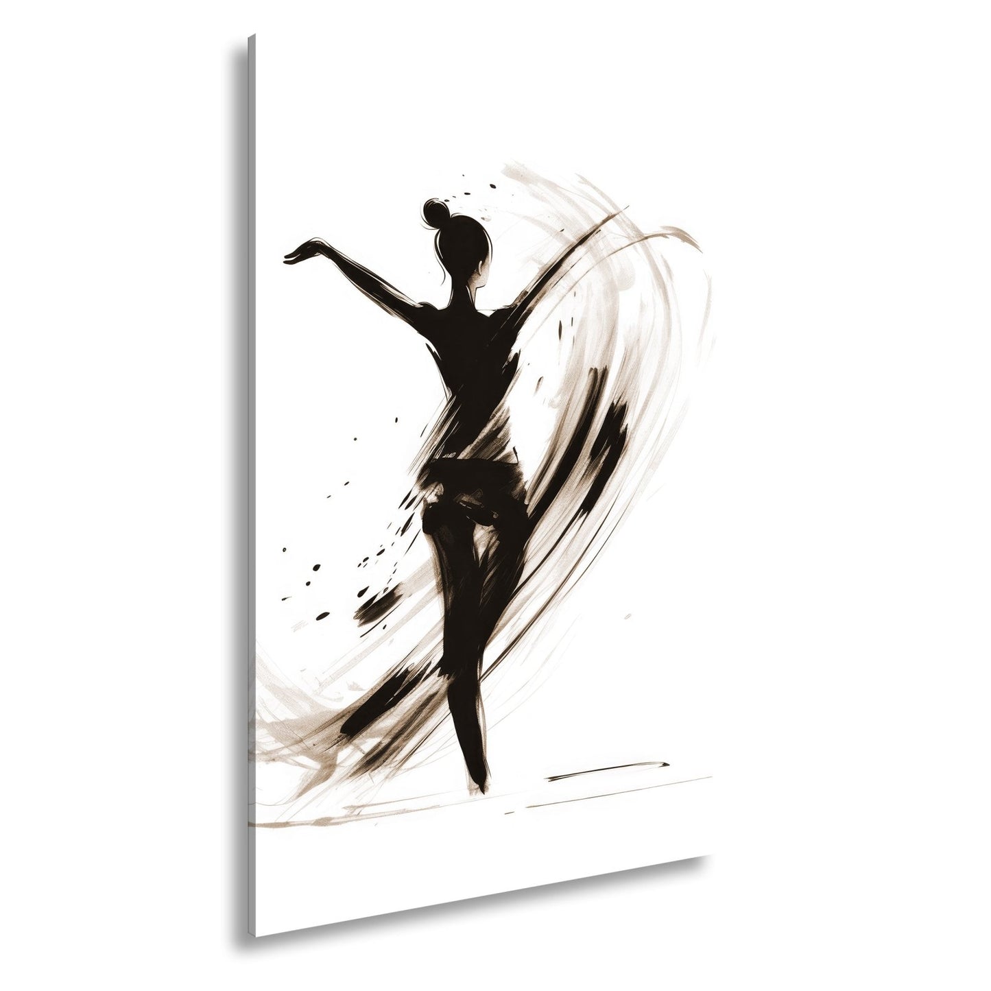 Leinwandbild Tintenhafte Silhouette tanzt in aufwirbelnder Eleganz - deyoli