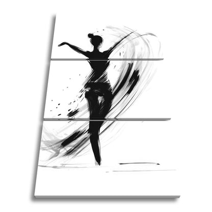 Leinwandbild Tintenhafte Silhouette tanzt in aufwirbelnder Eleganz - deyoli