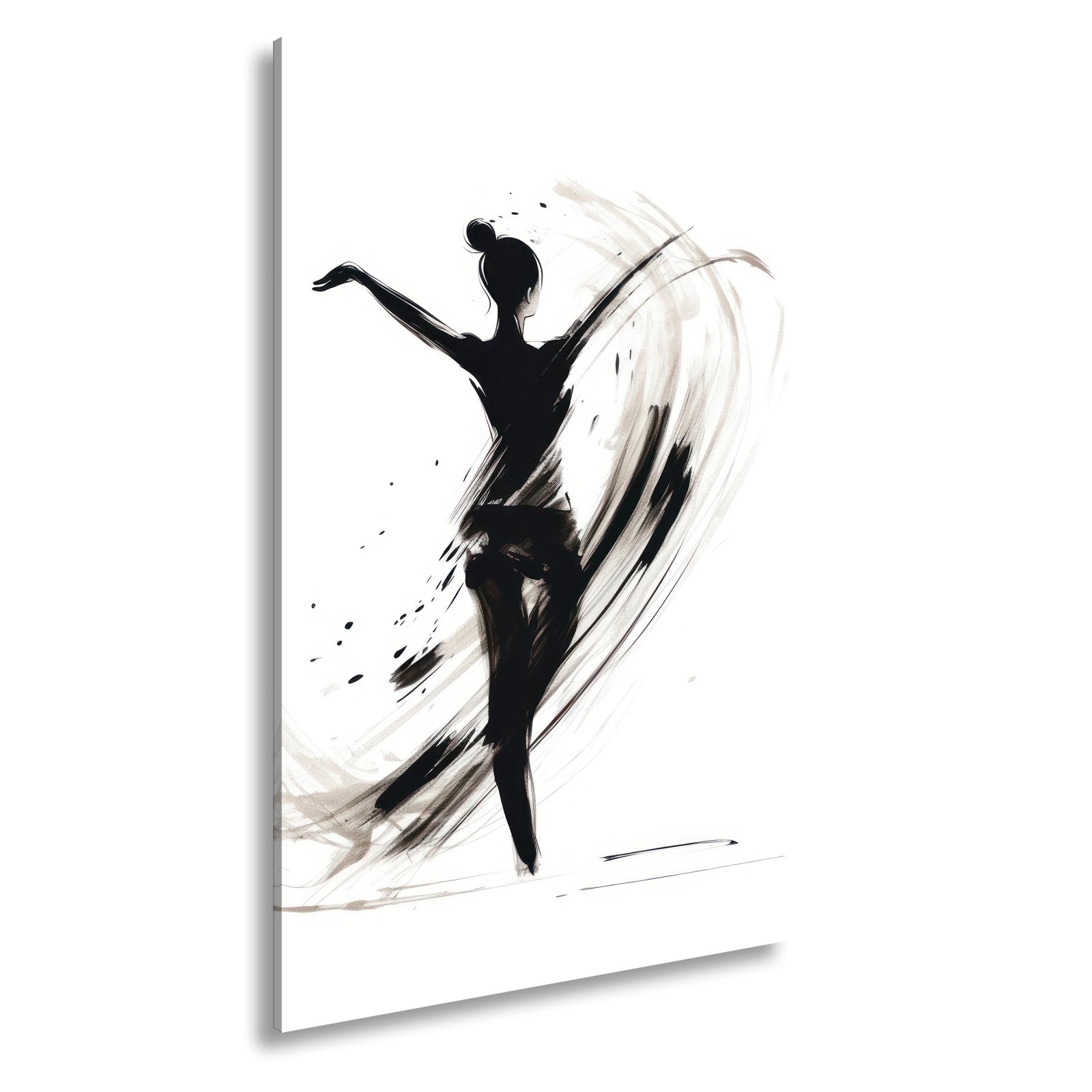 Leinwandbild Tintenhafte Silhouette tanzt in aufwirbelnder Eleganz - deyoli