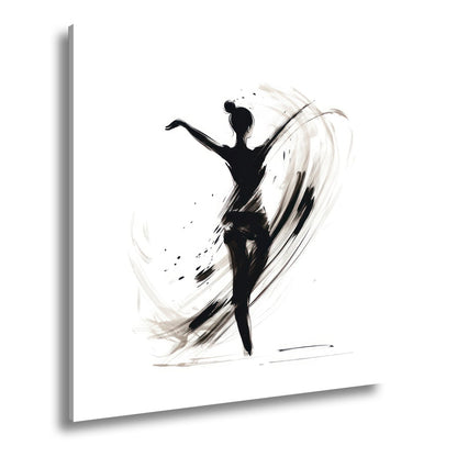 Leinwandbild Tintenhafte Silhouette tanzt in aufwirbelnder Eleganz - deyoli
