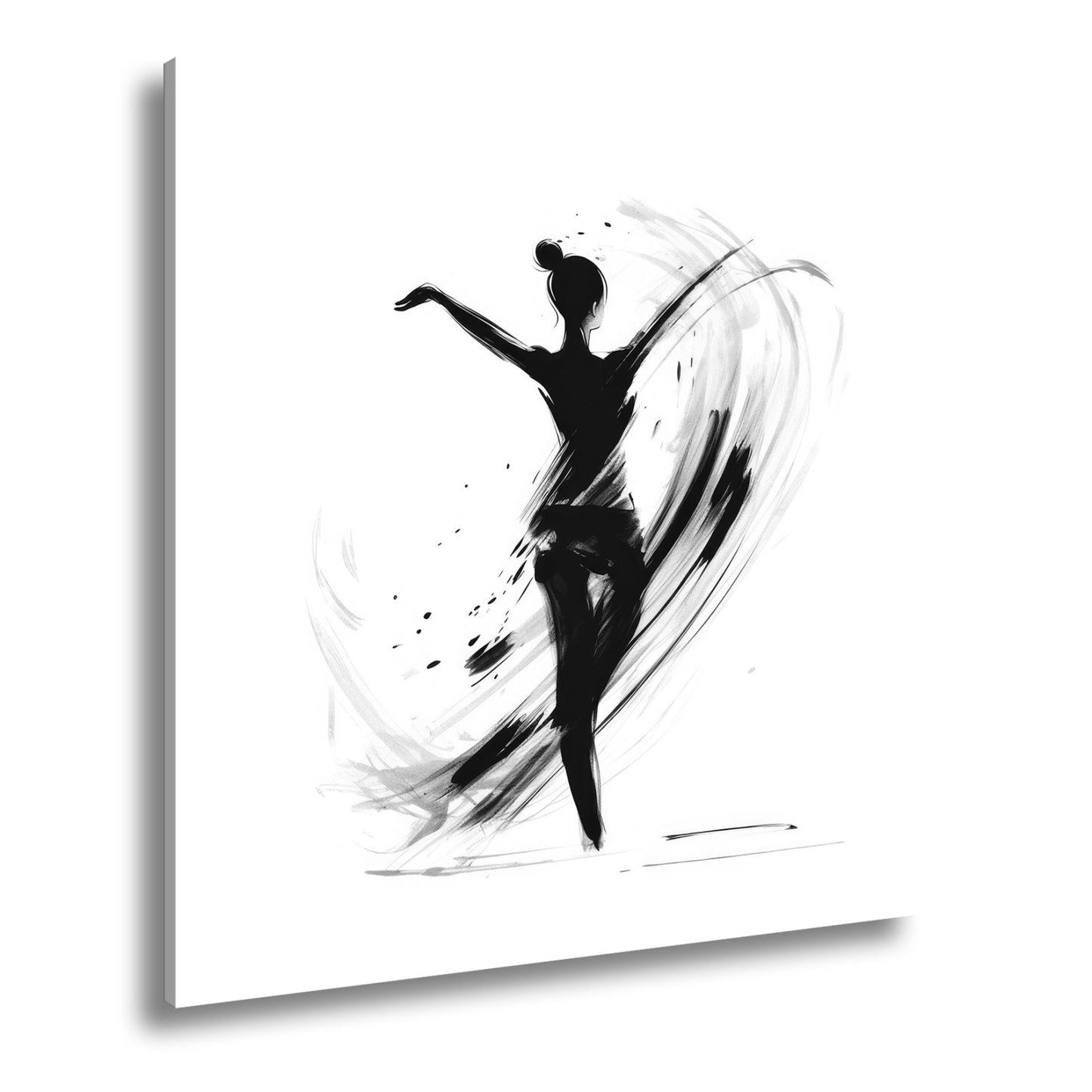 Leinwandbild Tintenhafte Silhouette tanzt in aufwirbelnder Eleganz - deyoli