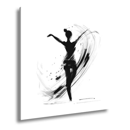 Leinwandbild Tintenhafte Silhouette tanzt in aufwirbelnder Eleganz - deyoli