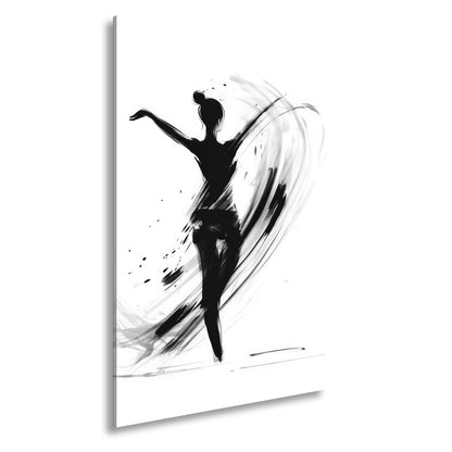 Leinwandbild Tintenhafte Silhouette tanzt in aufwirbelnder Eleganz - deyoli