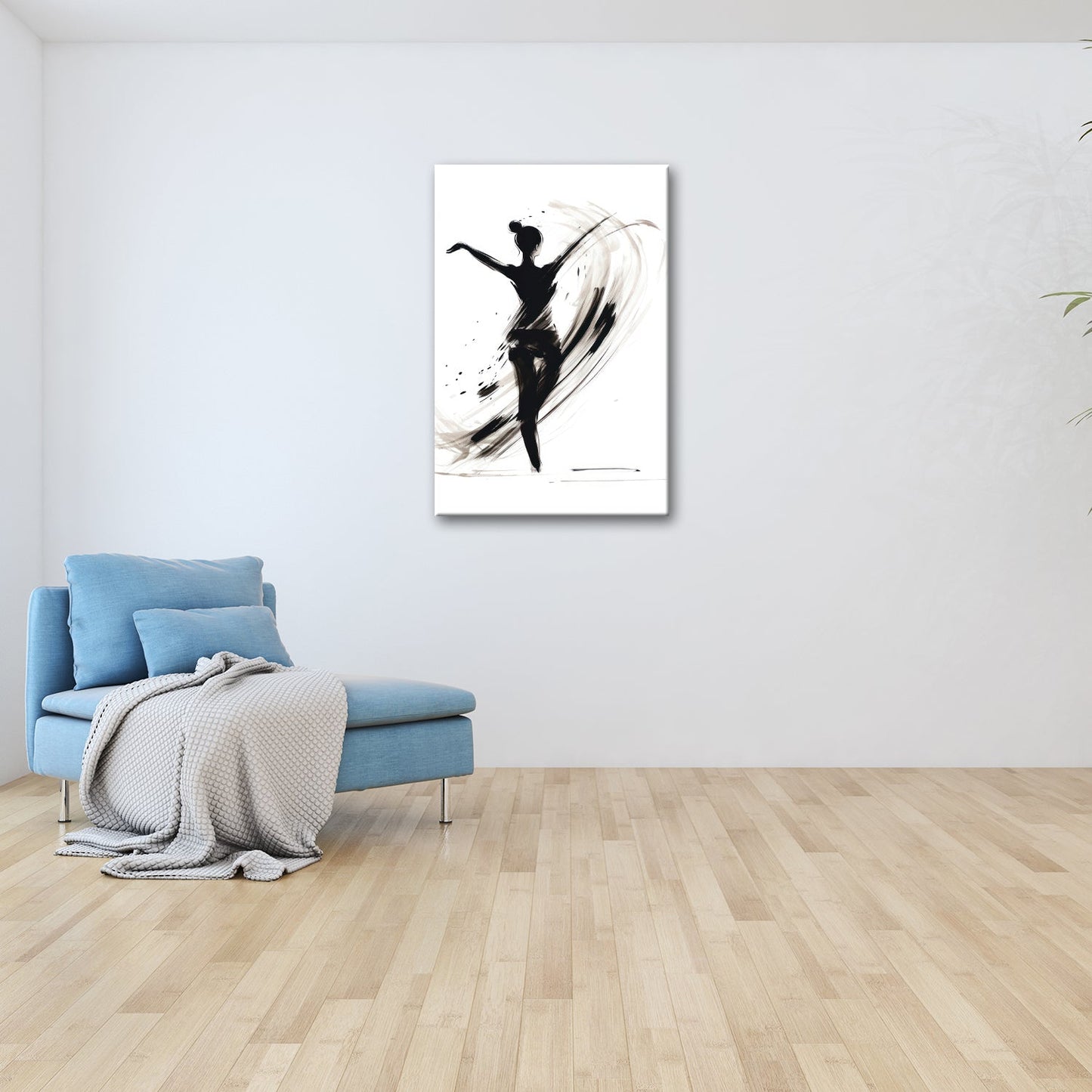 Leinwandbild Tintenhafte Silhouette tanzt in aufwirbelnder Eleganz - deyoli