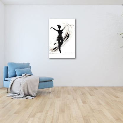 Leinwandbild Tintenhafte Silhouette tanzt in aufwirbelnder Eleganz - deyoli