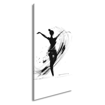 Leinwandbild Tintenhafte Silhouette tanzt in aufwirbelnder Eleganz - deyoli