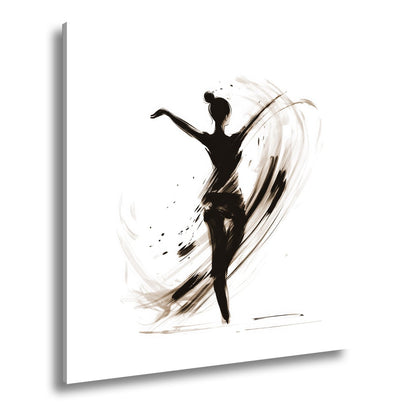 Leinwandbild Tintenhafte Silhouette tanzt in aufwirbelnder Eleganz - deyoli