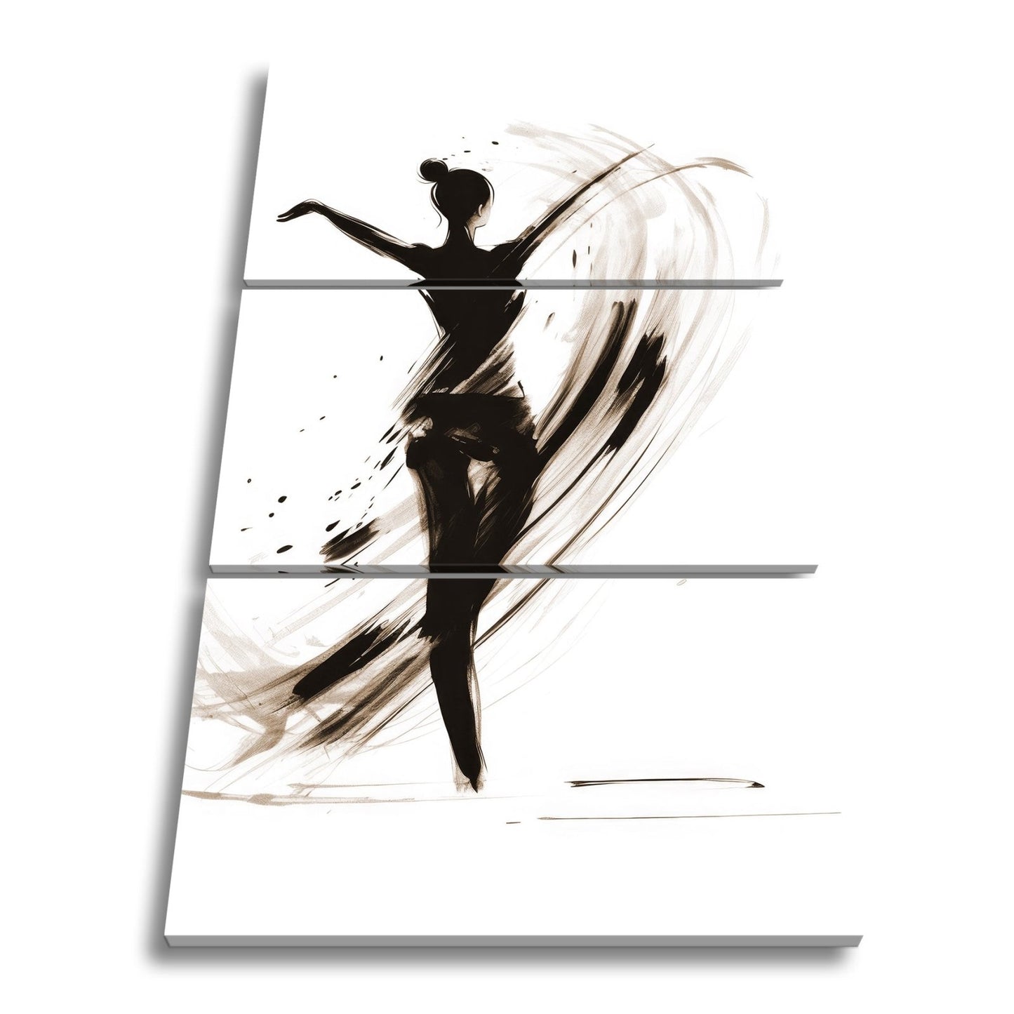 Leinwandbild Tintenhafte Silhouette tanzt in aufwirbelnder Eleganz - deyoli