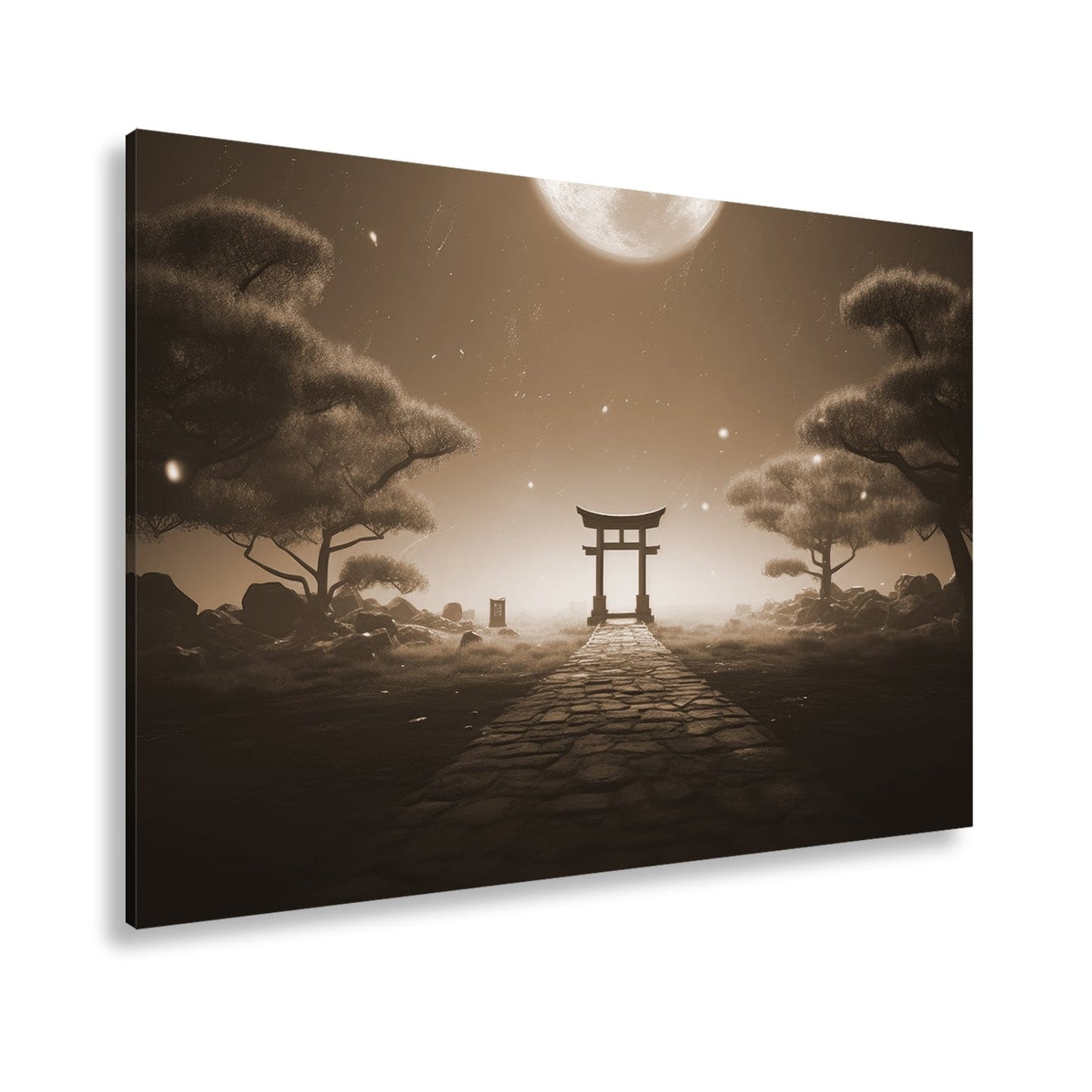 Leinwandbild Torii im Mondlicht – Stille trifft auf Ewigkeit. - deyoli