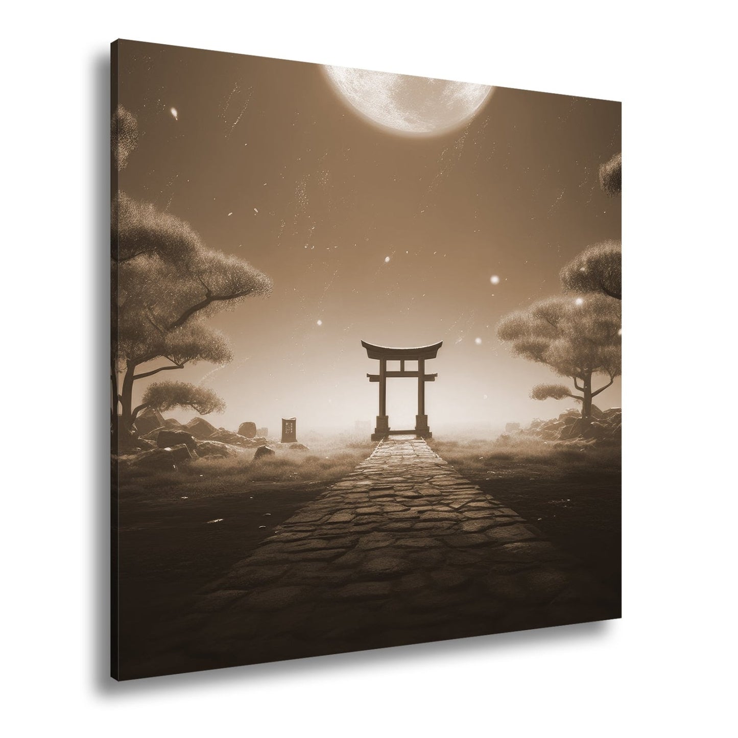 Leinwandbild Torii im Mondlicht – Stille trifft auf Ewigkeit. - deyoli