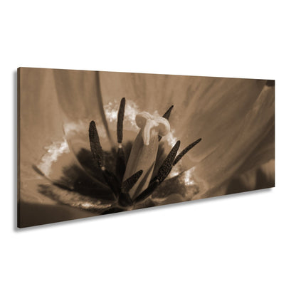 Leinwandbild Tulpenherz – Leuchtendes Rot und Gold XXL Wandbild - deyoli