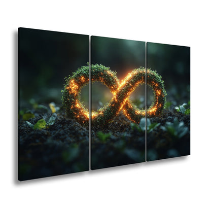 Leinwandbild Unendlichkeit XXL – Glühendes Natursymbol erwacht im Moos - deyoli